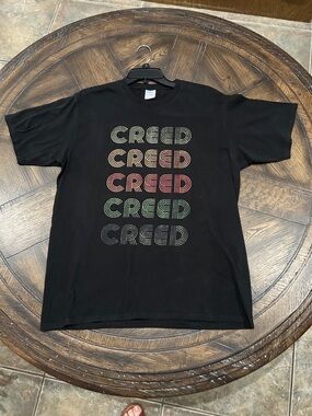 Creed Black Short-Sleeve Tee with Multicolor Stacked Logo